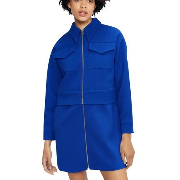 Ted Baker Elrosa Cropped Jacket Waffle Texture Bright Cobalt Blue XL NWT - Picture 4 of 10